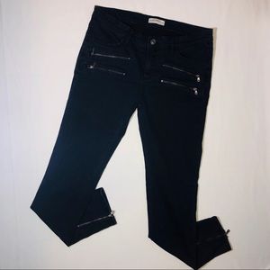 Zara Womens Black Zipper Ankle And Pockets